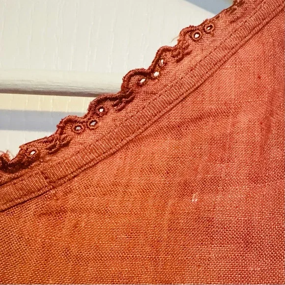 J. Jill womens Medium Rust Tank Top 100% linen button up sleeveless summer - Picture 4 of 9